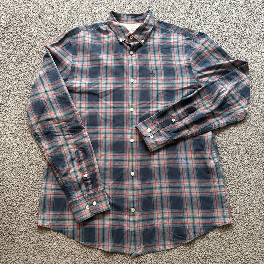 Original Penguin Plaid Long Sleeve Button Down Shirt Men's Large Preppy Classic